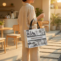 Nouveauté : Sac fourre-tout en coton personnalisé avec motif lettres, poignée longue, laminé et renforcé, taille sur mesure, cadeau promotionnel
