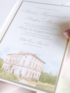 Pochette d'invitation de mariage pour Villa Cora, Florence, <span class=keywords><strong>Italie</strong></span> | Monogramme typographique et gaufré | Bespoke Commission for S & S - Product Image 6