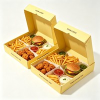 Boîte à frites biodégradable personnalisée pour la restauration rapide, boîte en papier pour poulet frit avec compartiment à sauce
