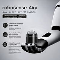 RoboSense Airy Digital Hemispherical LiDAR 360*90 FOV 60m Tahan Segala Cuaca 1.72M Pts/s Sensor Logam Portabel untuk Robotik