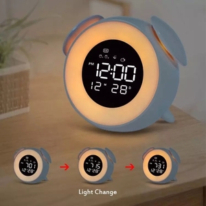 Lámpara de mesita de noche recargable por USB, ambiente, atardecer, despertador, simulación de amanecer, pantalla LED, despertador - Product Image 3