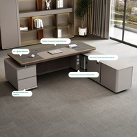 Ensemble de bureau en forme de L avec chaise de direction, mobilier moderne de luxe léger, haut de gamme, contemporain et premium
