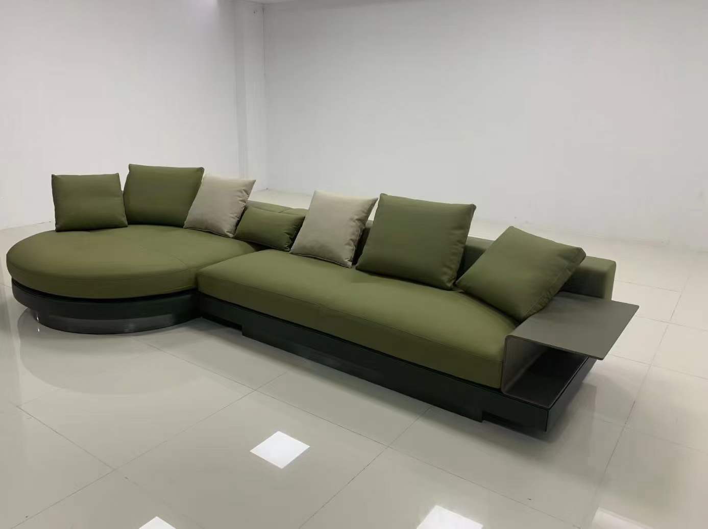 New Italian style fabric leather sofa set living room furniture green color customize modular sofa set