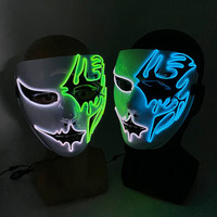 Masque d'Halloween en PVC multicolore lumineux à LED, respirant, effrayant et terrifiant, accessoire de costume pour soirée dansante