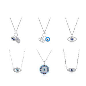 ديدان عين الشيطان همسة ايبوكسي كروس تشوكر همسة يدوية مكعب زركونيا فضي رقبة عين شريرة - Product Image 1