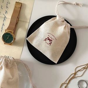 High Quality Reusable Organic Cotton <b>Bags</b> Foldable Cotton Drawstring <b>Bags</b> with Double <b>Strings</b> - Product Image 6