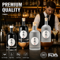 Botella de Vidrio de Lujo Solent para Licores, Base Pesada, Venta al por Mayor, 500ml 700ml, Redonda Esmerilada, para Vodka, Whisky, Ginebra, con Logotipo Personalizado