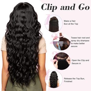 REECHO 20 pouces, 1 paquet, 3/4 de tête, <span class=keywords><strong>cheveux</strong></span> synthétiques bouclés ondulés à clipser, MH268, pour femmes, 5 clips, densité 130%, double trame machine - Product Image 5