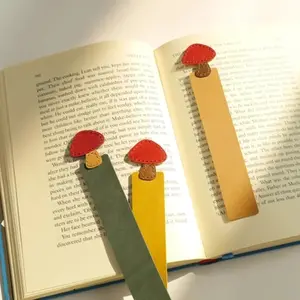 可爱阅读书签PU皮革蘑菇形书红色蘑菇皮革阅读书签