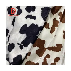 High definition cow print pattern 100% polyester FDY super soft high quality velvet printing fabric for home textile/baby fabric