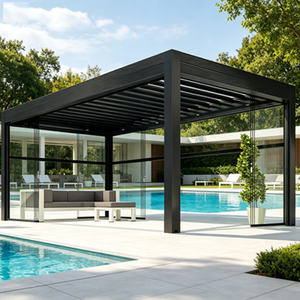 OEM Aluminum Louvered Roof Bioclimatic Motorized Gazebo Custom Color Ral Powder Coated Waterproof <b>Outdoor</b> Balcony Terrace - Product Image 3