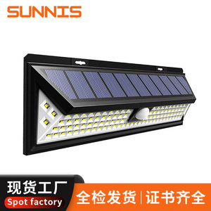 Solar Wall Lamp 118 LED Long <b>Strip</b> Human Body Sensor Outdoor Garden Courtyard <b>Light</b> Polycarbonate <b>Diffuser</b> 20 Degree Beam Angle - Product Image 3