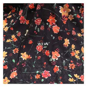 J13 100% polyester digital printing material creasing crinkle jacquard satin wrinkled textile fabrics crepe fabric