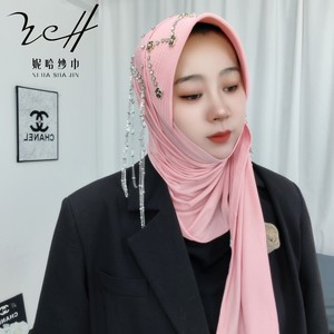 Foulard de mode pour <span class=keywords><strong>femme</strong></span> en gaze à franges double face, style industriel, avec motif chapeau éponge et lame - Product Image 1