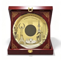 Plaque commémorative en cuivre antique avec logo personnalisé, plaque souvenir en métal, design en relief 3D, avec boîte en bois