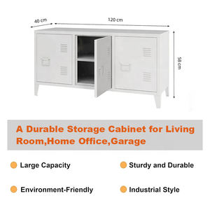 Meuble TV de salon, style industriel rustique, support TV en acier avec rangement, meuble TV en métal pour salon - Product Image 4