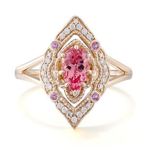 Anillo de Diseño Personalizado con Piedras Preciosas Certificadas GRC en Forma de Pera de Color Rosa con Oro Amarillo de 18K, 14K y 10K, Joyería Fina para Mujer - Product Image 2