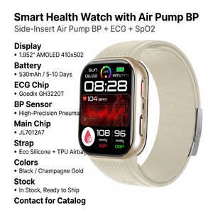 Reloj Inteligente con Medición de Presión Arterial y Bomba de Aire OEM Directo de Fábrica, Venta al Por Mayor con Llamadas Bluetooth para Cuidado de Personas Mayores - Product Image 1