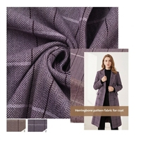 Tissu Textile Personnalisé en Gros pour Vêtements en Polyester 280GSM, Motif Écossais, Jacquard Tricoté, Chevron, Brossé, pour Manteaux