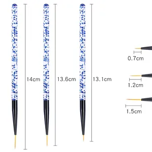 Lot de 3 stylos de nail art en acrylique pour rayures françaises, pointes 3D, stylo de dessin de lignes fines pour manucure, pinceaux pour gel UV, outils de peinture - Product Image 4
