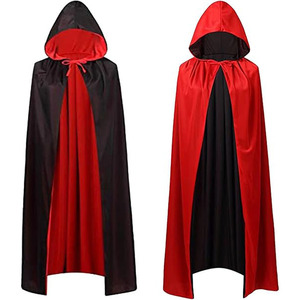 Vente en gros de cape de mascarade réversible avec col montant et capuche pour <span class=keywords><strong>Halloween</strong></span>, costume noir et rouge pour enfant et adulte - Product Image 1