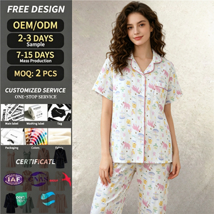 Conjunto <span class=keywords><strong>de</strong></span> Pijama para Mujer 100% Algodón, Camiseta <span class=keywords><strong>de</strong></span> Manga Corta con Botones y Pantalones Largos, Ropa <span class=keywords><strong>de</strong></span> Dormir Transpirable, Estilo Old Money - Product Image 1
