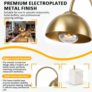 โคมไฟอุ่นอาหารสแตนเลสแบบตั้งพื้นจากโรงงานโดยตรง พร้อมฐานหินอ่อนกันลื่นแข็งแรง สำหรับใช้ในบุฟเฟ่ต์ - Product Image 4