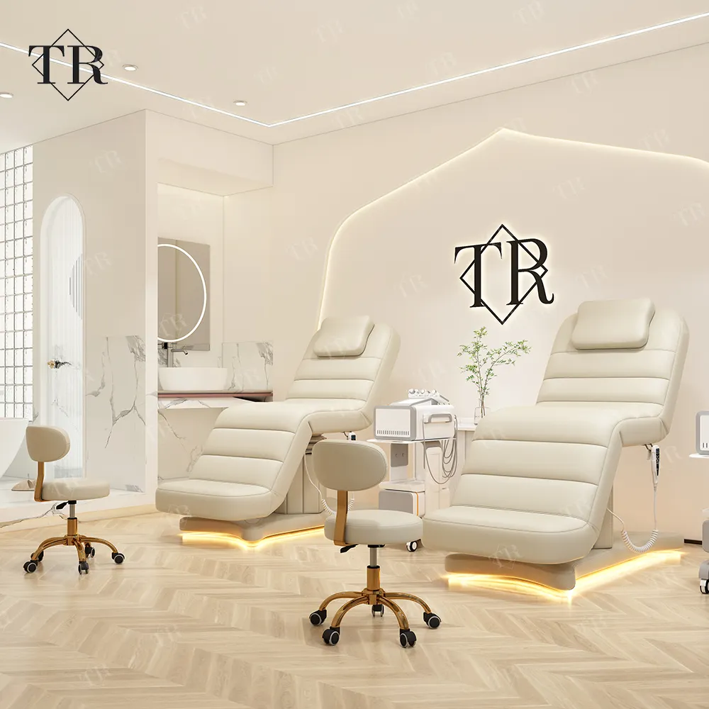 Turri Pu Lederen Elektrische Schoonheidssalon Massage Gezichtsbehandeling Spa Tafel Lash Tattoo Bed Stoel Wit Luxe Salon Meubels