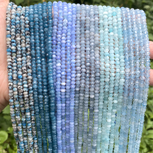 Perle AsVrai U 3x4mm Naturali Sfaccettate a Rondella di <span class=keywords><strong>Acquamarina</strong></span>, Turchese e Giada per Creazione di Gioielli, Braccialetti e Collane Fai da Te - Product Image 1