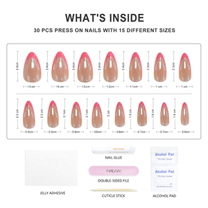 <span class=keywords><strong>Faux</strong></span> ongles roses brillants chromés haut de gamme, 30 pièces, 15 tailles, design français, couvrance totale, à <span class=keywords><strong>coller</strong></span> - Product Image 4