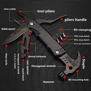 Pince multifonctionnelle, outil multifonction, marteau à griffes, outil en acier inoxydable, outil de survie en plein air, coupe-fil, couteau de camping, clé à molette, outils à main - Product Image 3