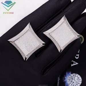 Fast Delivery Gold Plated 30mm 25mm <b>Square</b> Shape <b>Earrings</b> Iced Out D Color VVS Moissanite <b>Diamond</b> Fine <b>Earring</b> for Mens Women - Product Image 1