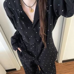 Completo pigiama da donna due pezzi in cotone nuvola con stampa stellare, maniche lunghe, lunghezza intera, collezione Primavera/Estate 2026 - Il più venduto - Product Image 1