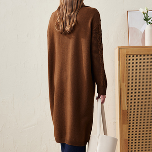 <span class=keywords><strong>Cardigan</strong></span> <span class=keywords><strong>Lungo</strong></span> Elegante Invernale Personalizzato 100% <span class=keywords><strong>Lana</strong></span> per Donna, Lavorazione a Maglia <span class=keywords><strong>Grossa</strong></span> Intrecciata, Apertura Frontale - Product Image 6