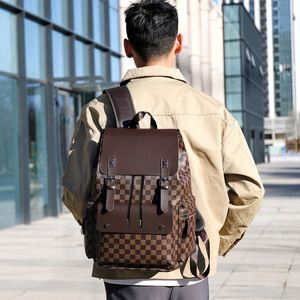 Custom Printing Fashionable Plaid Waterproof PU Leather Laptop <b>Backpacks</b> Business Travel <b>Backpack</b> for Men - Product Image 5