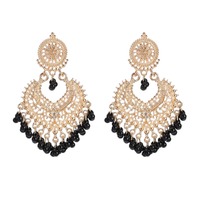 Boho Vintage couleur or coeur forme fleur perle gland boucles d'oreilles pour femmes bijoux de mariage ethnique indien Jhumka boucles d'oreilles