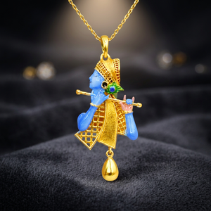 Collar con Colgante de Flauta de Latón Esmaltado y Chapado en Oro de 18K, con la Imagen del Dios Krishna, de Sarva Creations, 6 g, Regalo Espiritual para Bodas - Product Image 2