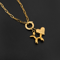 Pulsera de cadena de acero inoxidable chapada en oro de 14K para mujer con colgante de perro globo y corazón, joyería Emanco