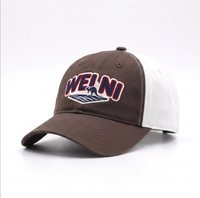 Cappellino da Baseball WEINI con Ricamo 3D a Rilievo, Bicolore Marrone e Bianco, in Cotone Lavato, Regolabile, Stile Dad Hat per Sport e Attività all'Aperto