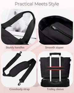 Multi-Pocket Large Capacity Tote <b>Bag</b> with Laptop Compartment Featherweight Water-Repellent Fabric <b>Trolley</b> <b>Sleeve</b> for Daily Use - Product Image 5