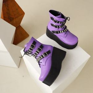 Moda personalizzata di buona qualità Big Size 48 zeppe tacco pompe scarpe piattaforma invernale stile Punk <span class=keywords><strong>viola</strong></span> moda donna <span class=keywords><strong>stivaletto</strong></span> - Product Image 3
