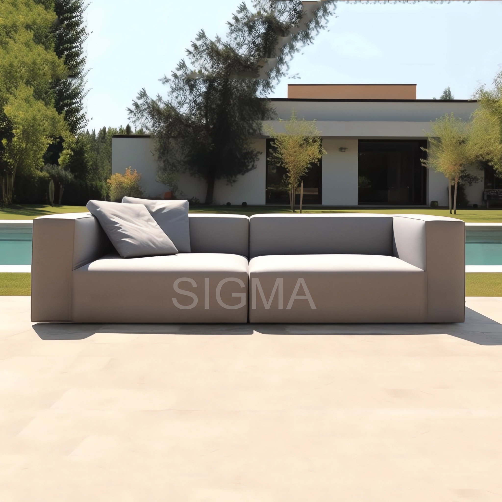 Outdoor patio garden sets fabric couch sofa furniture aluminum modular L-sectional