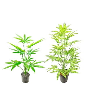 Bonsái de Hojas de Cáñamo Artificiales, Hojas de <span class=keywords><strong>Arce</strong></span> Artificiales en Maceta, Planta Artificial para Decoración de Sala de Estar, Oficina, Escalera, Balcón - Product Image 1
