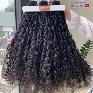 Guter Preis Maschine Flechtung burmesische lockige natürliche Farbe Haarverlängerungen Großhandel natives Haar Schönheit und Körperpflege