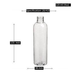 Bouteilles en plastique transparentes de forme ronde de 1 oz, 2 oz, 3 oz, 4 oz, 6 oz, 8 oz avec bouchons à clapet blancs et noirs - Product Image 5