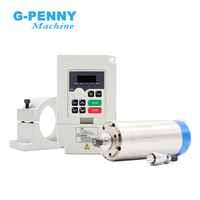 G-Penny 1.5KW ER11 D80 220V/380V Moteur de broche refroidi par eau, onduleur, support en aluminium 80mm Kit de moteur de broche de fraisage CNC