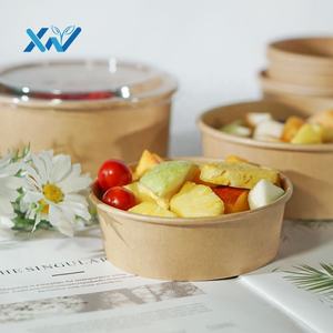 Kotak Kemasan Makanan Cepat Saji Sekali Pakai Grosir, Mangkuk Kertas Bulat untuk Bawa Pulang, Wadah Sup Bubur, Mangkuk Salad, Mangkuk Kertas Kraft Besar - Product Image 3