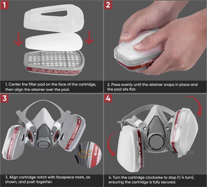 Máscara de Gas de Media Cara de Grado Industrial YS con Filtro Doble para Pintura, Soldadura y Construcción, Certificación CE, Reutilizable, Antipolvo y Antigás - Product Image 3