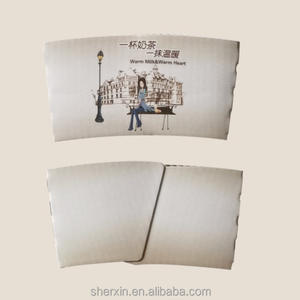 Manchon en carton ondulé avec impression de logo, manchon ondulé brun et blanc pour gobelets de 12 oz - Product Image 4