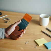 Porte-cartes de visite miniature Boshiho, portefeuille intelligent pliable, design tendance, en cuir véritable, imprimé au laser, sans fermeture